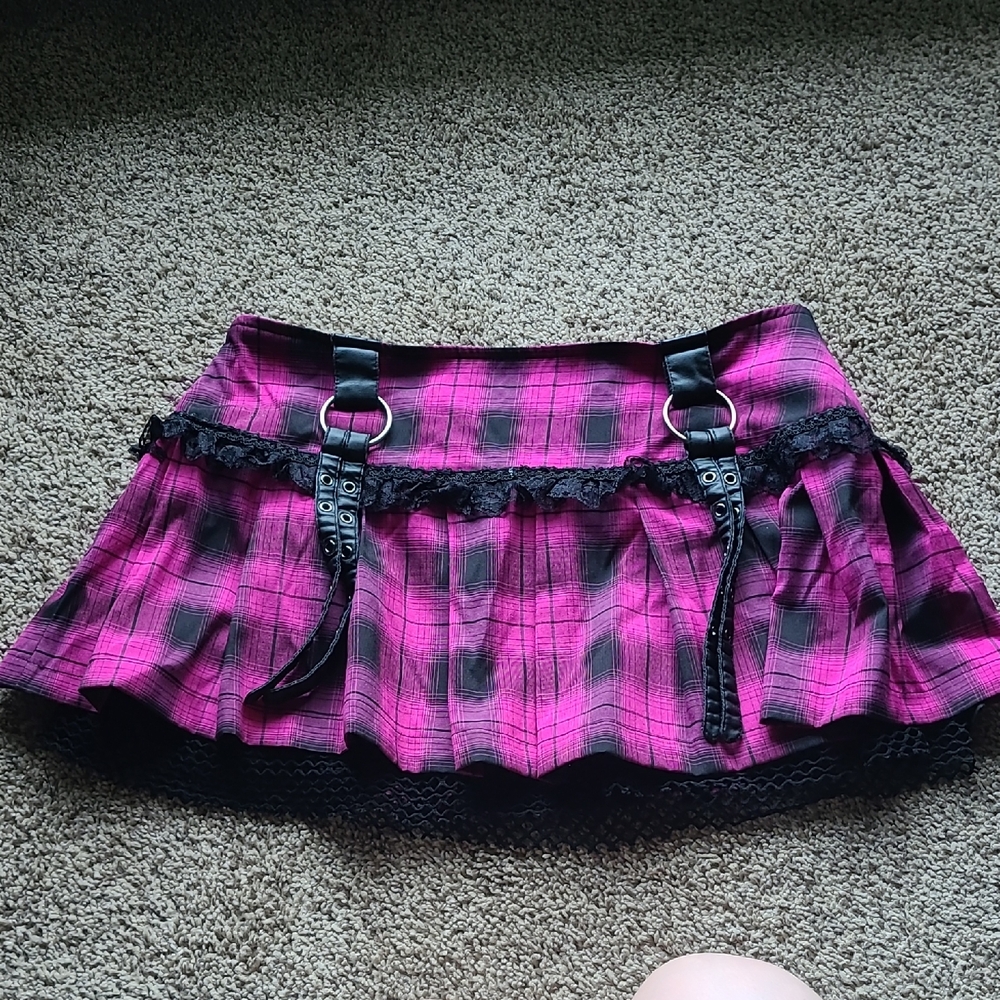 Punkrave Pink Plaid Skirt M